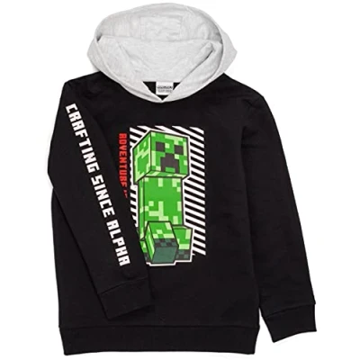 Afbeelding van Minecraft Hoodie Boys Kids Game Creeper Black Hooded Jumper 8 9 jaar