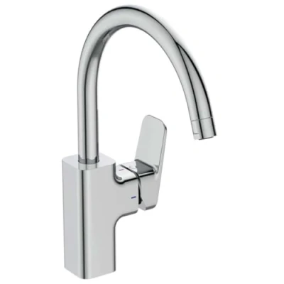 Afbeelding van Ideal standard ceraplan 1 gats keukenmengkraan hoog bluestart met hoge ronde uitloop 20cm chroom bd334aa