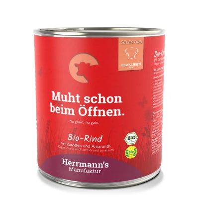 Afbeelding van Herrmann&#039;s Bio Sensitive hond Purinearm Rund met wortel 800 gr. per 6 stuks