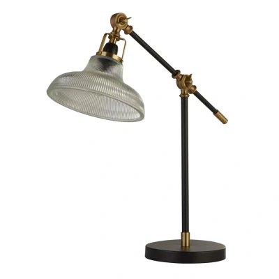 Afbeelding van Searchlight Berwick Tafellamp 24 X 67 Cm Zwart, Messing En Transparant