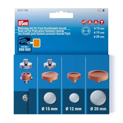 Afbeelding van Prym 673136 Gereedschapsset drukknopen Anorak, 12, 15 en 20 mm