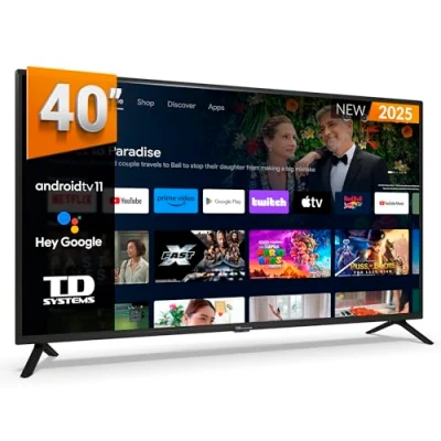 Afbeelding van TD Systems 40 Inch Smart TV, Hey Google, Full HD DVB T2/C/S2 televisie, Android 11 Chromecast, Model 2025 PRIME40C19GLE
