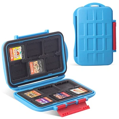 Afbeelding van LYNCA Game Card Case voor Nintendo Switch, Kaarthouder met 12 kaartsleuven, beschermende harde schaal, zachte voering rubber en draagbare schakelaar, Cartridge Case, geschikt Switch NS NX (blauw)