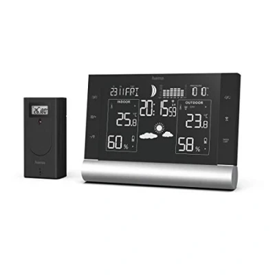 Afbeelding van Hama Weerstation Black Line Plus radioklok (2 delig)