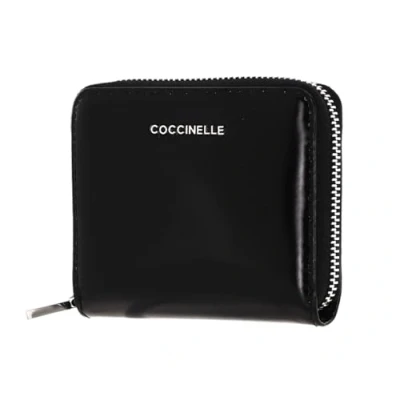 Afbeelding van COCCINELLE Metallic Shiny Leather Zip Around Wallet Noir