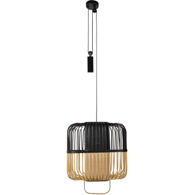 Afbeelding van Forestier Bamboo square hanglamp medium black
