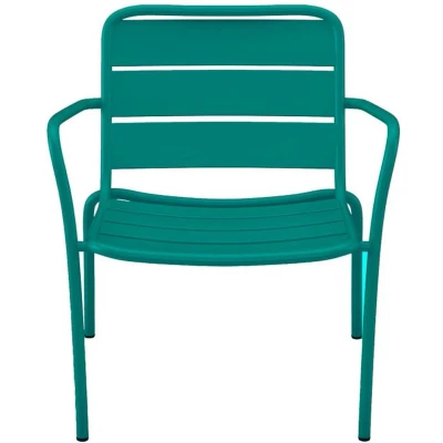 Afbeelding van Vente unique Opstapelbare lage tuinfauteuil van metaal Blauwgroen MIRMANDE MYLIA L 60 cm x H 71.5 D 67.5