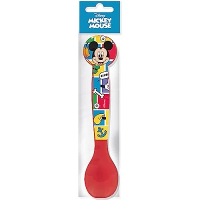 Afbeelding van Disney Set van 2 rood plastic bestek voor kinderen Mickey Mouse vork en lepel