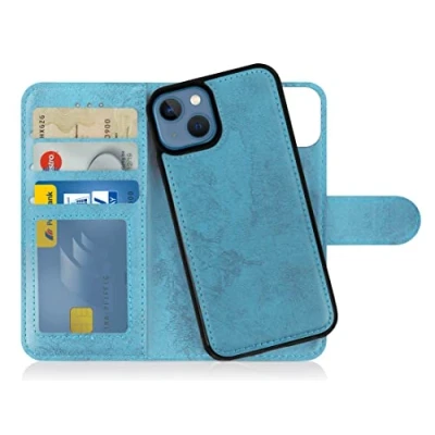 Afbeelding van MyGadget flip case voor Apple iPhone 13 magnetische cover in synthetisch lederen PU kaarthouder beschermhoes portemonnee krasbestendig Lichtblauw