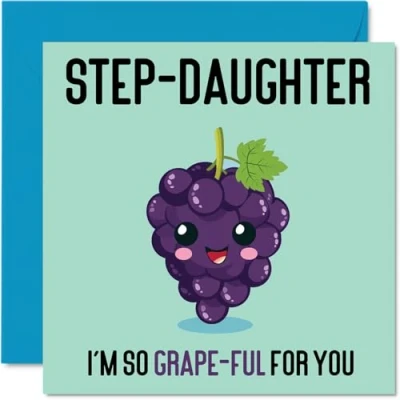 Afbeelding van Verjaardagskaarten voor stiefdochter druifvol grappige gelukkige verjaardagskaart van stiefmoeder papa, dochter verjaardagscadeaus, 145 mm x grap wenskaarten vrouwen