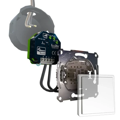 Afbeelding van Schneider Merten led tastdimmer Z Wave 0 250W, inbouw, kleine inbouwdiepte, 2 draads en 3 draads, ECO DIM.10 + pulsdrukker