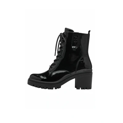 Afbeelding van s.Oliver Dames Lace Boot Flat 5 25223 43 Enkellaarsjes, zwart (patent), 39 EU