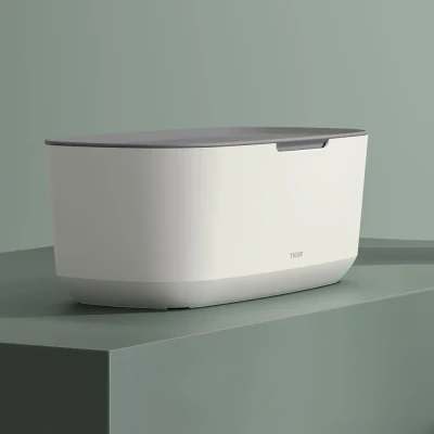 Afbeelding van Opbergbox Tiger Tess Wit Lichtgrijs Met Deksel