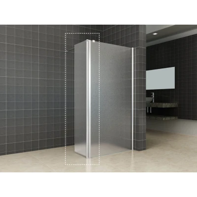 Afbeelding van Wiesbaden Zijpaneel 35 x 200 cm met scharnierprofiel rechts chroom 10 mm NANO geheel matglas