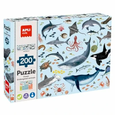 Afbeelding van APLI Kids Puzzel met 200 stukjes, zeedieren, bedreigd door uitsterven, meerkleurig (19696)