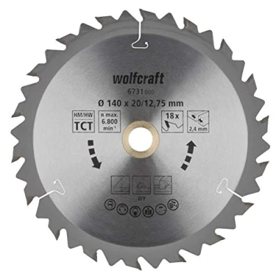 Afbeelding van Wolfcraft 6731000 Hardmetaal cirkelzaagblad 140 x 12.75 mm Aantal tanden: 18 1 stuk(s)