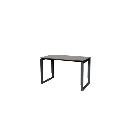 Afbeelding van Domino Plus bureau, hoogte instelbaar (62 85cm) met 120x60cm &#039;zwevend&#039; logan eiken 25mm blad en zwart (RAL9011) O poot frame