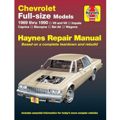 Afbeelding van Haynes Chevrolet Full Size Sedans, 1969 1990 Manual: V6 and V8, Impala, Caprice, Biscayne, Bel Air, Wagons