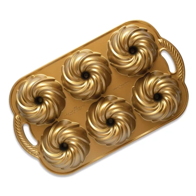 Afbeelding van Nordic Ware Bakvorm Swirl Bundtette Goud 6 Stuks