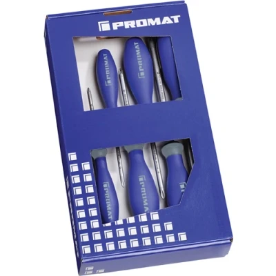 Afbeelding van Promat schroevendraaierset PH1/2/3/PZD1/2/3 6 delig