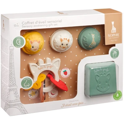 Afbeelding van Sophie de giraf Sensory Awakening Cadeauset Met Bijtspeeltje en Sensorisch Speelgoed Perfect Kraamcadeau