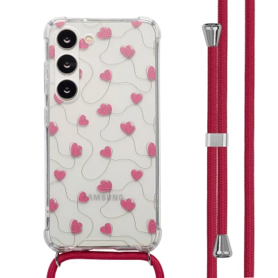 Afbeelding van imoshion Hoesje Geschikt voor Samsung Galaxy S23 Design met Koord Dusty Rose Connected Hearts