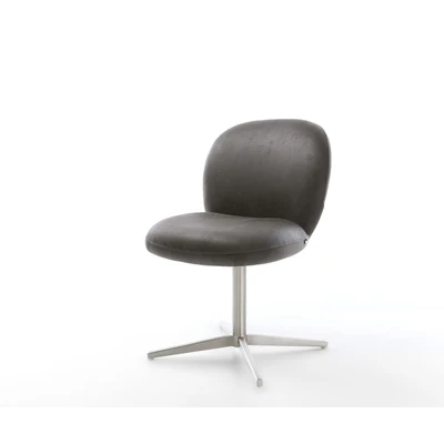 Afbeelding van DELIFE Draaistoel Nube Flex microvelours antraciet vintage kruispoot roestvrij staal 360 draaibaar pocketveer kern