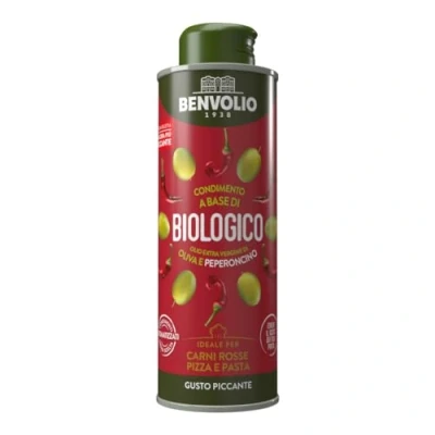 Afbeelding van Chili Olie biologisch Benvolio 1938 250ml Olijfolie extra vierge op smaak gebracht met Chiliöl Bio Italienish Organic Pepper Oil Seasoning