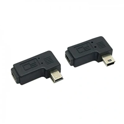 Afbeelding van cablecc 2 stks 90 Graden Links &amp; Rechts Hoekige Mini USB 5 Pin Mannelijke naar Vrouwelijke Extension Adapter