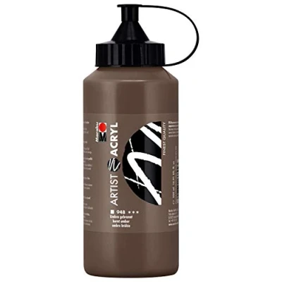 Afbeelding van Marabu 12200075948 Artist acryl, Umbra gebrand 500 ml, fijne acrylverf in kunstenaarskwaliteit, op waterbasis, pastose consistentie, hoog gepigmenteerd, zeer goede glans en dekking