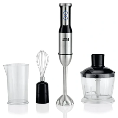 Afbeelding van LEBENLANG staafmixer, 1000 watt, set met hakmolen, garde en maatbeker, elektrische roestvrij staal mengstaaf, mixstaaf, pureerstaaf, mixer, keukenapparaten
