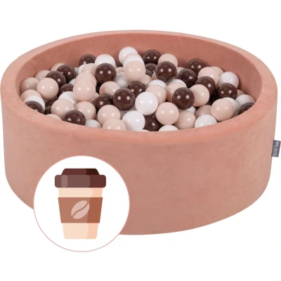 Afbeelding van KiddyMoon 90 x 30 cm / 200 ballen 7 cm, babyballenbak van schuim. Gemaakt in de EU, koffie: wit pastelbeige bruin