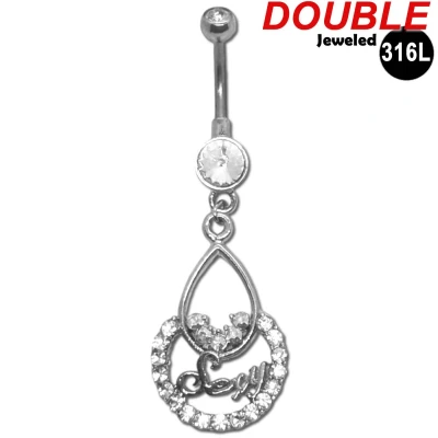 Afbeelding van Navelpiercing Chirurgisch staal Sexy CZ Zirconia stenen Double Jeweled