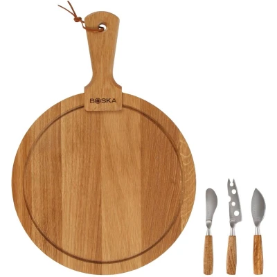 Afbeelding van Boska Kaasset Rond Friends Kaasplank met Kaasmesjes Bruin 29.5 cm