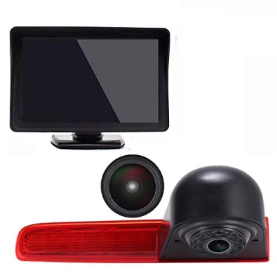 Afbeelding van Kalakus remlicht camera waterdicht nachtzicht Achteruitrijcamera Transporter achteruitrijsysteem voor VW T5 T6 vanaf 2010 achteraf in 3e remlichten Caravelle Multivan Van Van, + 7 inch LCD monitor.