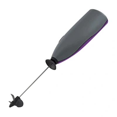 Afbeelding van Fackelmann Mini mixer, drank /shake mixer met roerdraden van roestvrij staal, melkopschuimer incl. spatbescherming (kleur: zwart, paars, grijs, zilver), hoeveelheid: 1 stuk