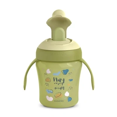 Afbeelding van Suavinex, My Family Evolutieve beker met stijve schenktuit, lekvrije drinkbeker, 200 ml, kinderen + 6 maanden, vaatwasmachinebestendig, groen
