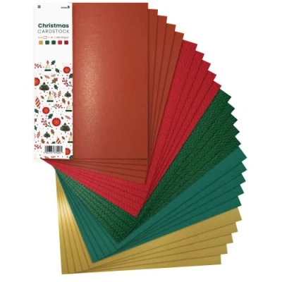 Afbeelding van Netuno 25x creatieve doos Kerstmis DIN A4 210 x 297 mm 5 kleurig fotokarton mix kaartenset kleitekenkarton kerstdecoratie knutselkarton kerstkleuren