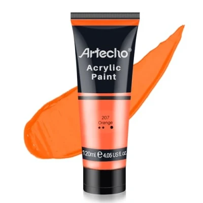 Afbeelding van Artecho professionele acrylverf, Oranje (120 ml/4 oz) buizen, kunst ambachtelijke verven voor canvasschilderen, steen, hout, stof, kunstbenodigdheden kunstenaars