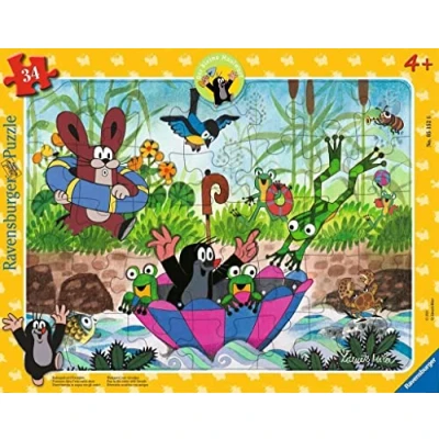 Afbeelding van Ravensburger Kinderpuzzle 05152 Badespaß mit Freunden 34 Teile Maulwurf Rahmenpuzzle für Kinder ab 4 Jahren