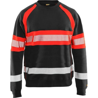 Afbeelding van Blaklader Sweater High Vis 3359 1158 Zwart/High Rood L
