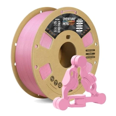 Afbeelding van OVERTURE PETG filament wit, 1,75 mm uitgerust, 2 kg spoel, 3D printfilament voor printers, maatnauwkeurigheid +/ 0,02 (roze)