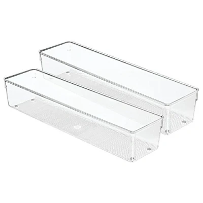 Afbeelding van iDesign 53030M2 Linus organizer Tray, grote kunststof lade insert, pak van 2 accessoires dozen, transparant, 4 &quot;x 16&quot; x 3&quot;