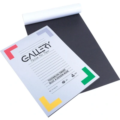 Afbeelding van Gallery zwart tekenpapier, ft 21 x 29,7 cm, A4, 120 g m², 20 vel tekenpapier