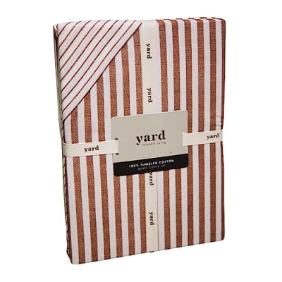 Afbeelding van Yard Hebden Mélange Streep 100% Katoen Dekbedovertrek Set, Pecan, King