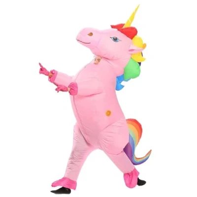 Afbeelding van AirSuit® Opblaasbare Eenhoorn Vermomming XXL Opblaasbaar Humorkostuum Premium Kwaliteit Volwassenen Maat Polyester Draagcomfort Bestendig Inclusief Systeem OriginalCup®