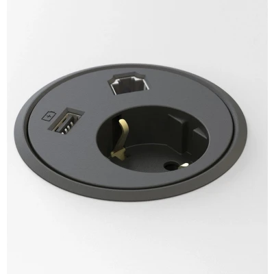 Afbeelding van Powerdot 79mm 1x stopcontact, data, USB lader, zwart