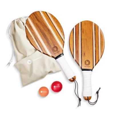 Afbeelding van two46 Premium Beach Bat Set Frescobol De populaire sport uit Zuid Amerika Handgemaakte, hoogwaardige rackets van hout, bal keuze voor verschillende niveaus, aangepaste tas (Belo_Horizonte)