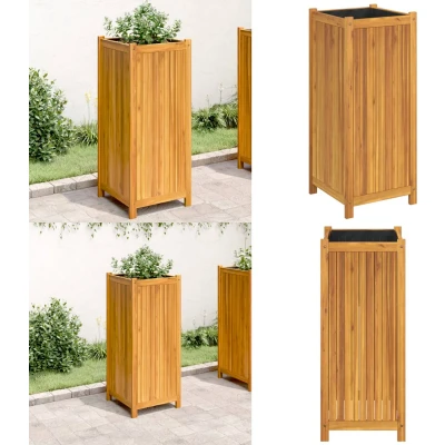 Afbeelding van Plantenbak met voering 42x42x100 cm massief acaciahout