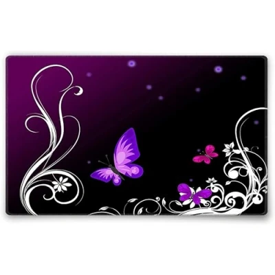 Afbeelding van Silent Monsters Muismat Grootte S (24 x 20 cm), Mouse Pad Design: Purper Vlinder, Genaaide Rand, voor Bureau en Gaming, Mousepad Antislip rubberen basis